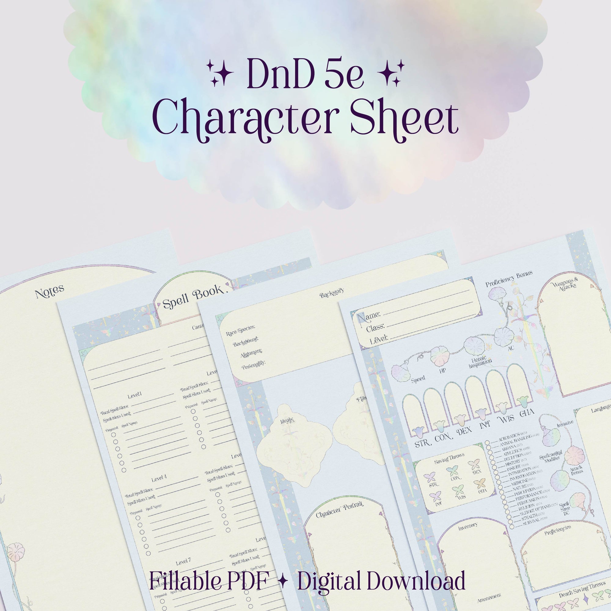Character Sheet • Opal Armory • Digital Download • Fillable PDF
