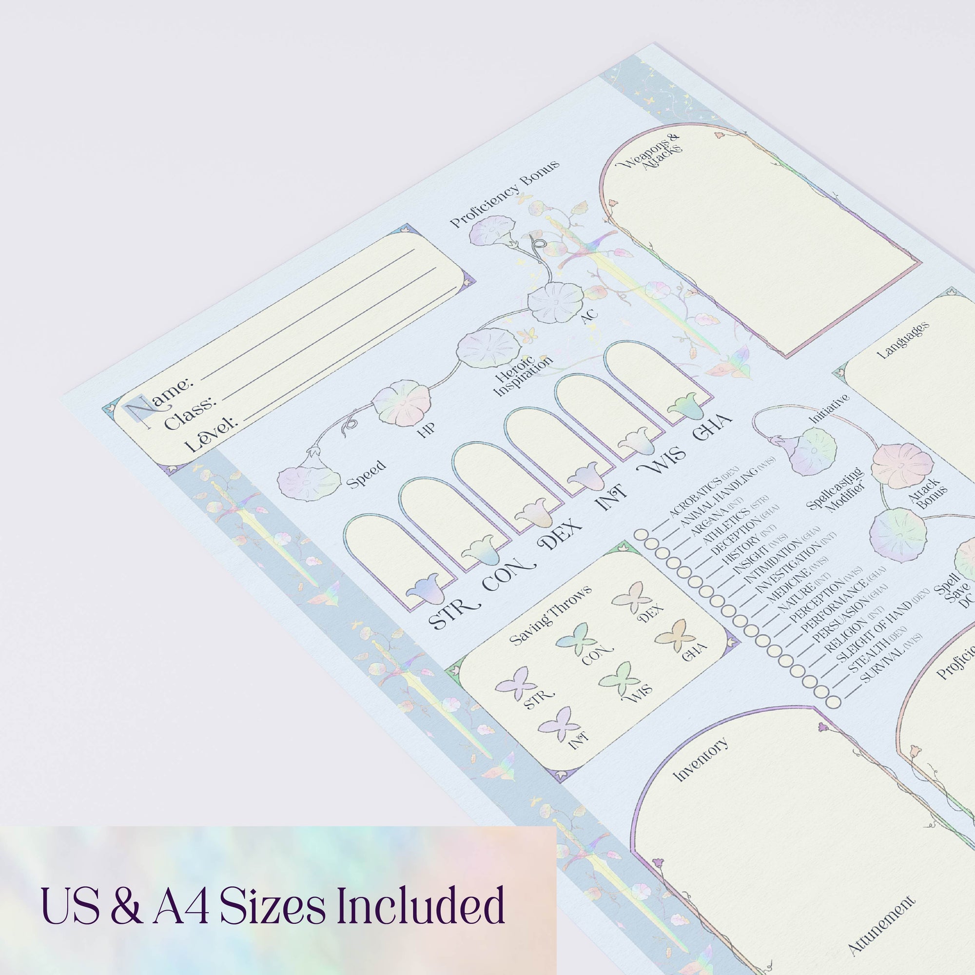 Character Sheet • Opal Armory • Digital Download • Fillable PDF