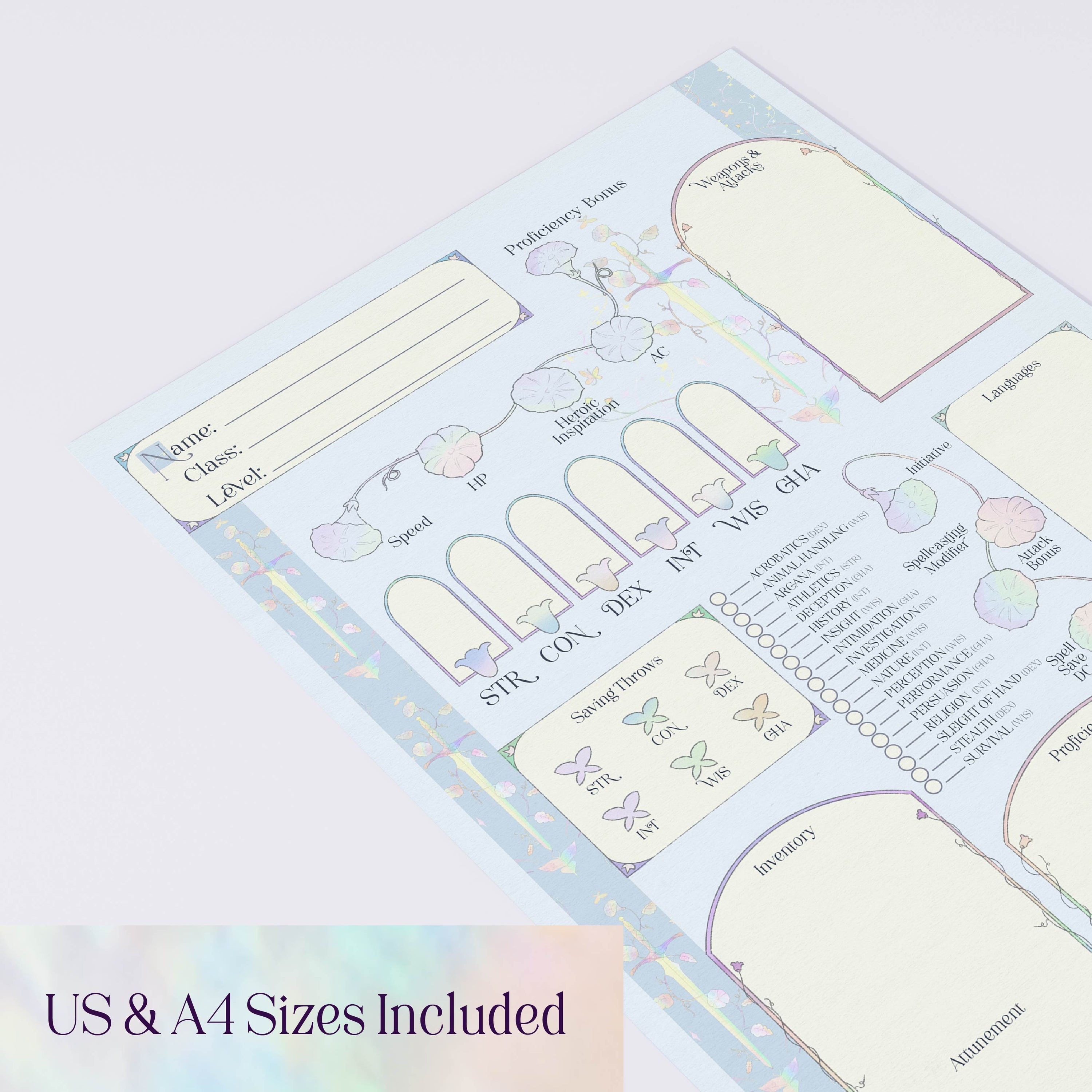 Character Sheet • Opal Armory • Digital Download • Fillable PDF