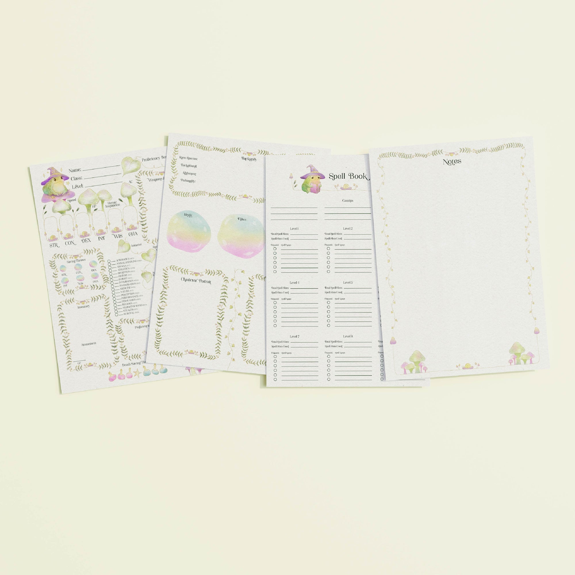 Character Sheet • Toad Mage • Digital Download • Fillable PDF