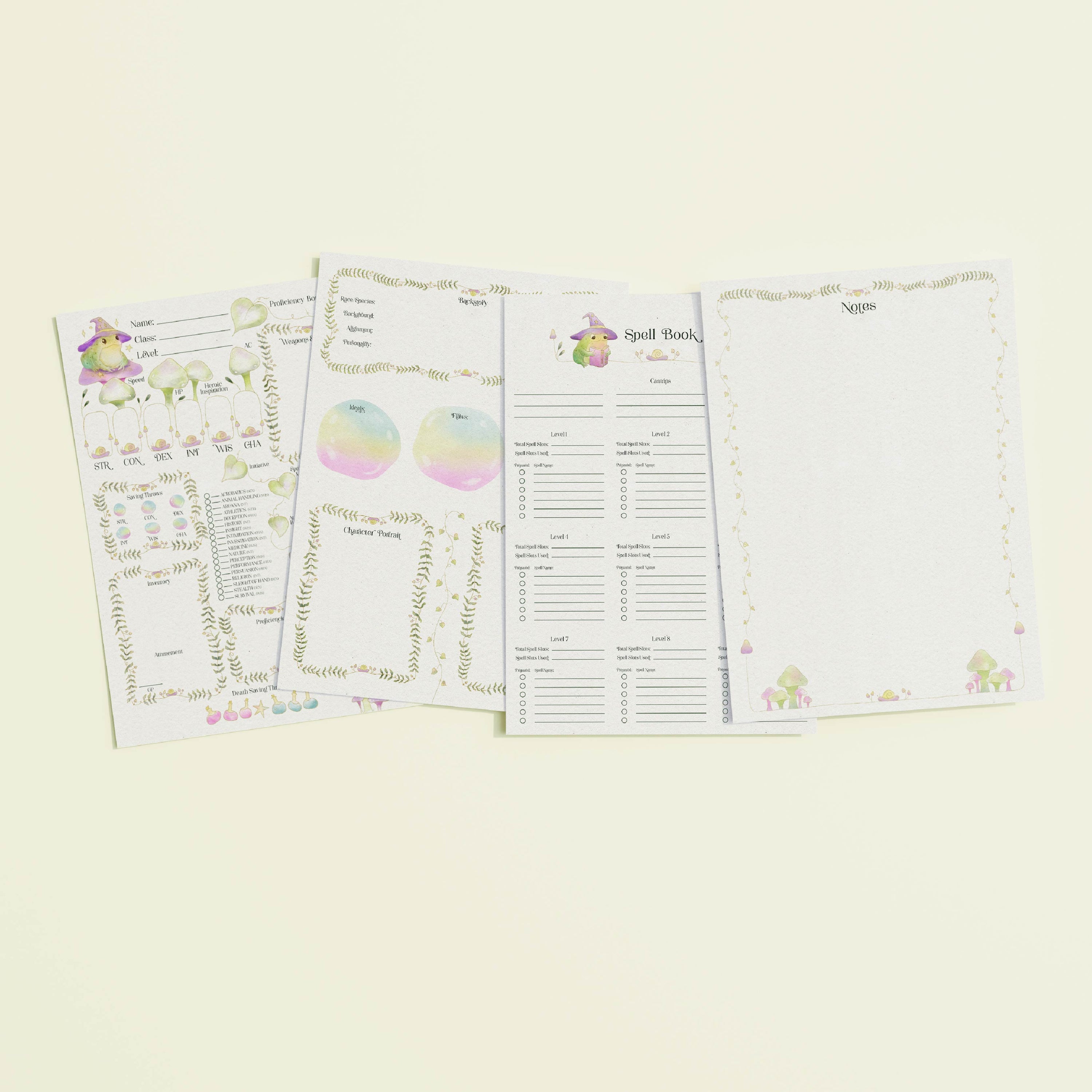 Character Sheet • Toad Mage • Digital Download • Fillable PDF