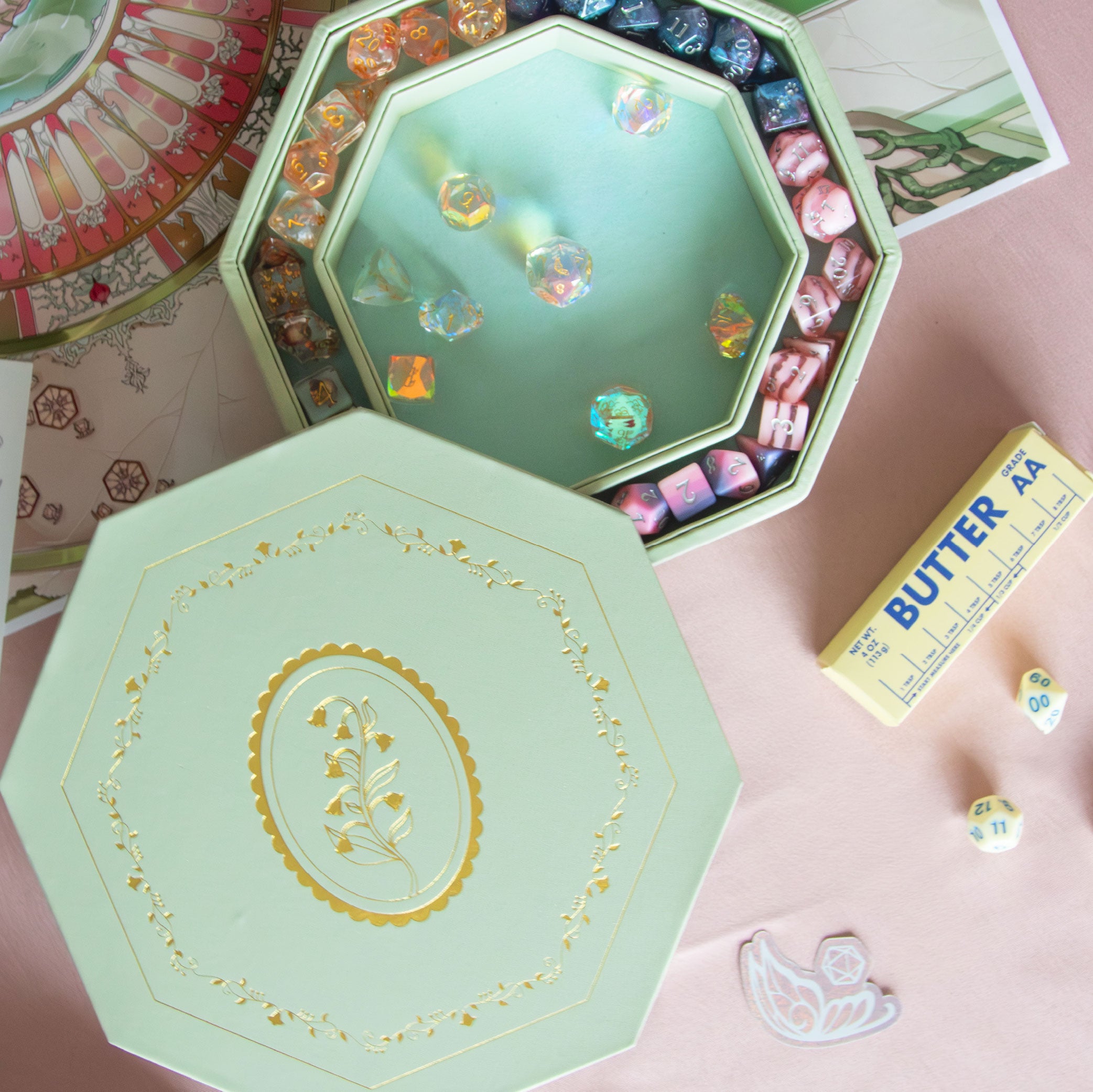 Enchanted Dice Box • Sage Lily of the Valley