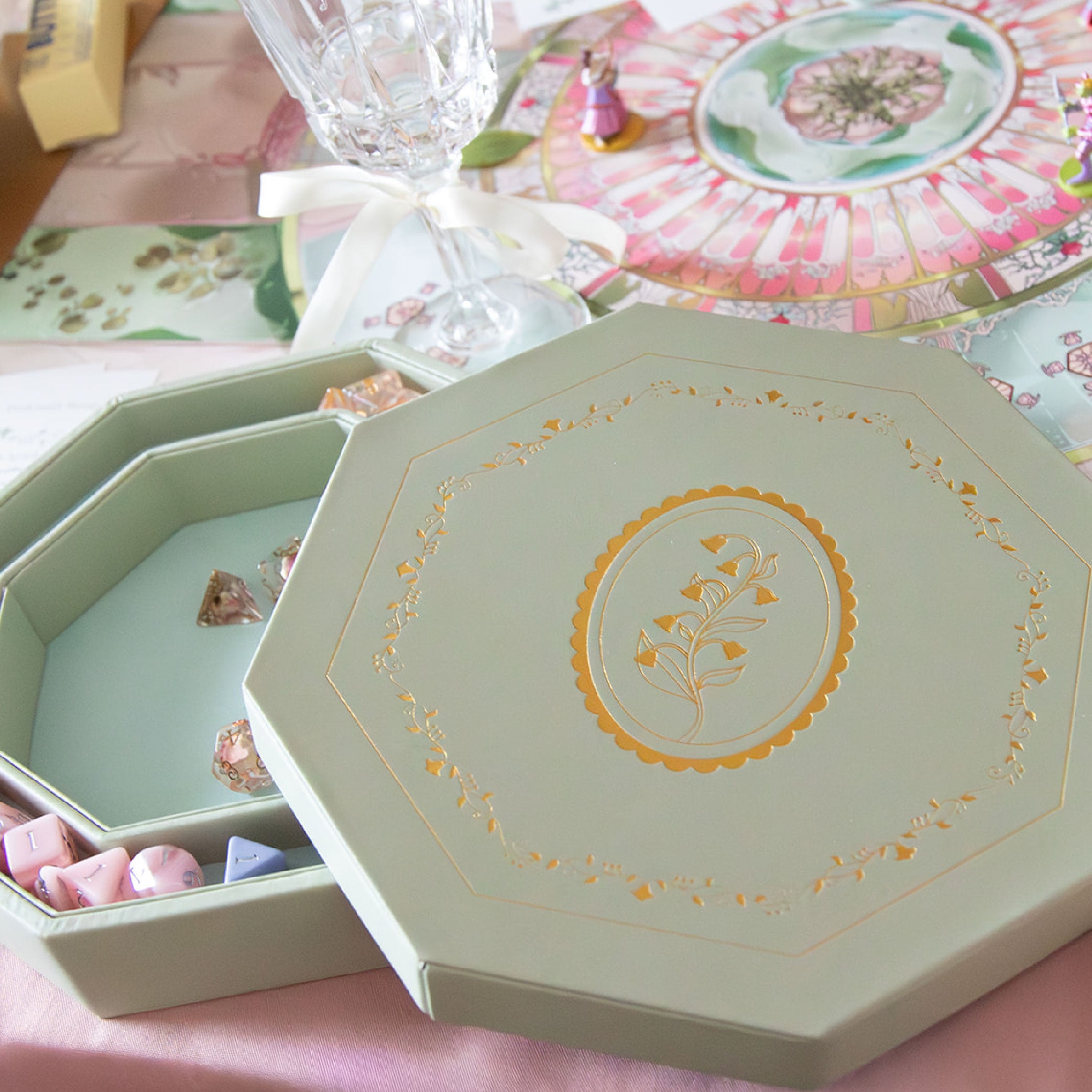 Enchanted Dice Box • Sage Lily of the Valley