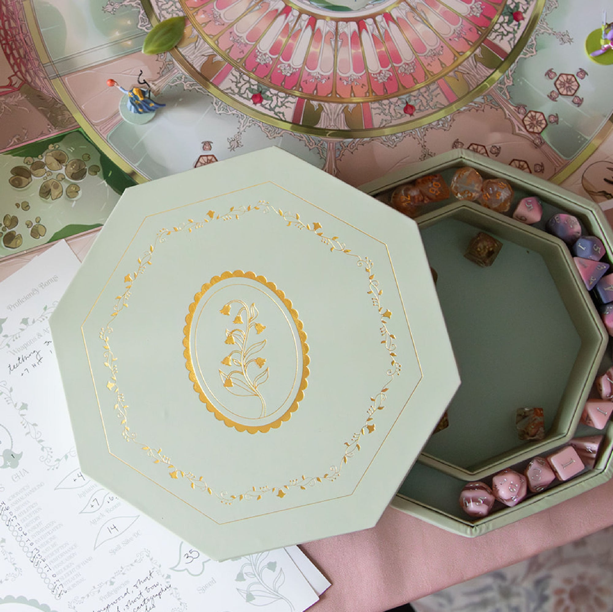 Enchanted Dice Box • Sage Lily of the Valley