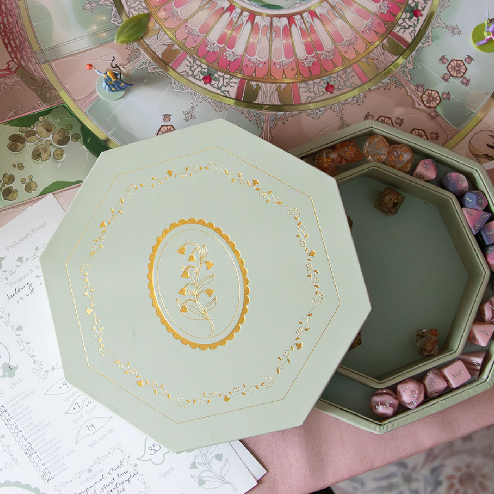 Enchanted Dice Box • Sage Lily of the Valley