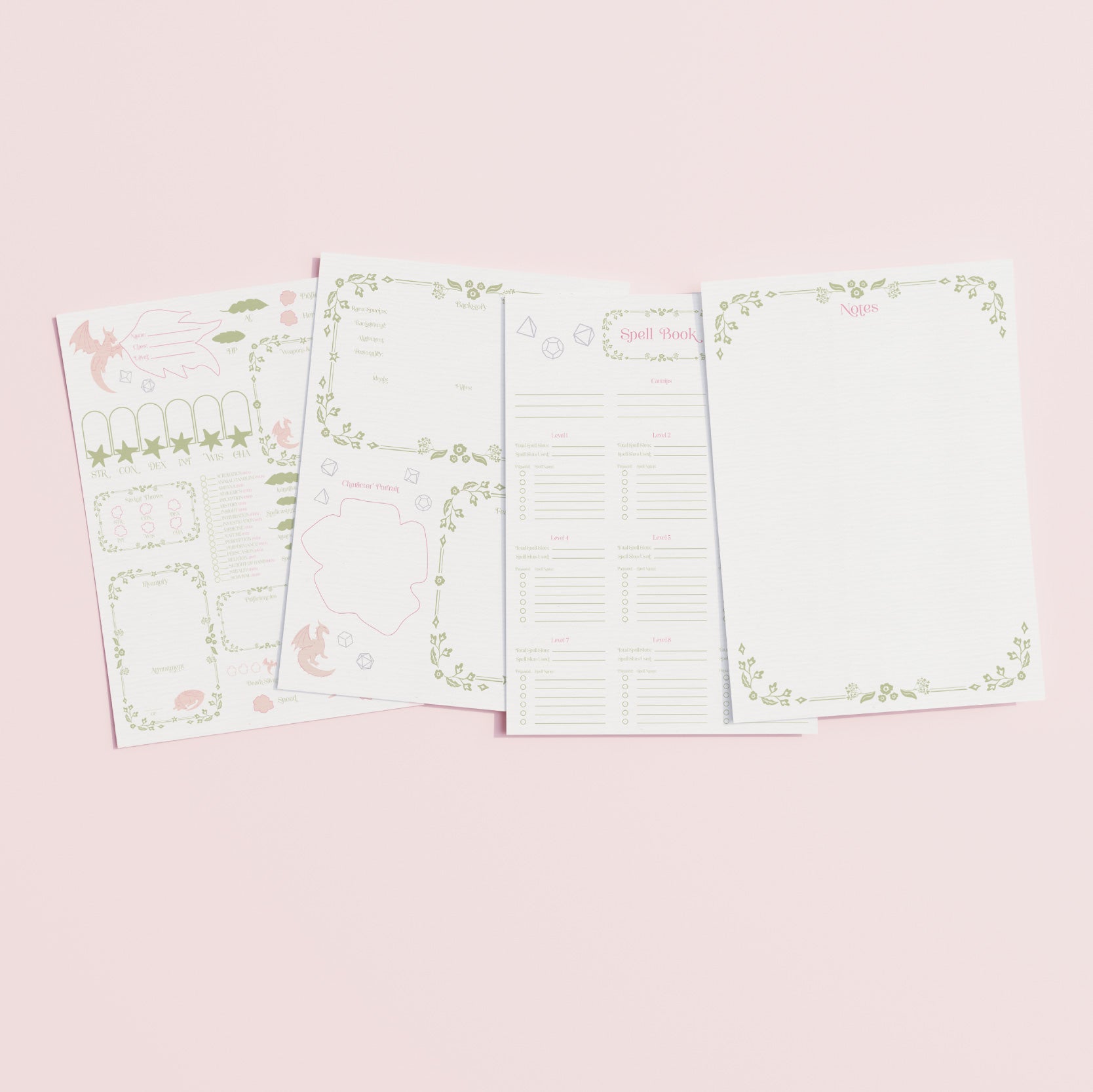 Character Sheet • Dragon's Veil • Digital Download • Fillable PDF