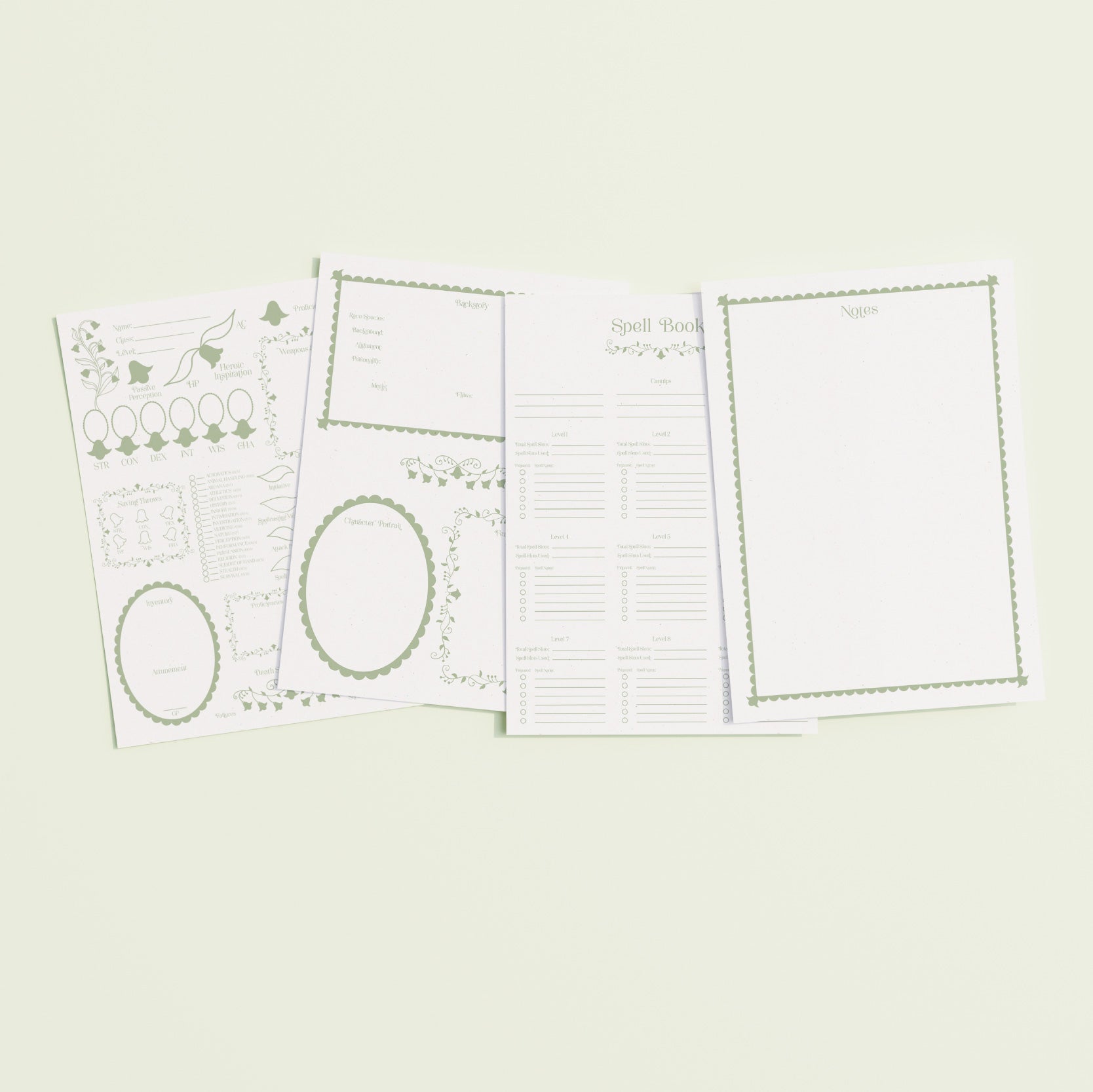 Character Sheet • Lily of the Valley • Digital Download • Fillable PDF