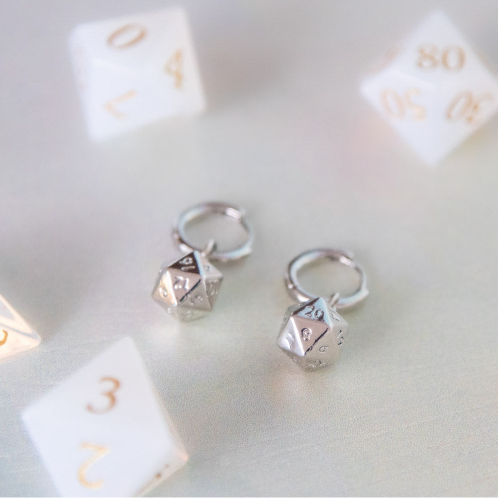 Dainty D20 Dangles • Silver