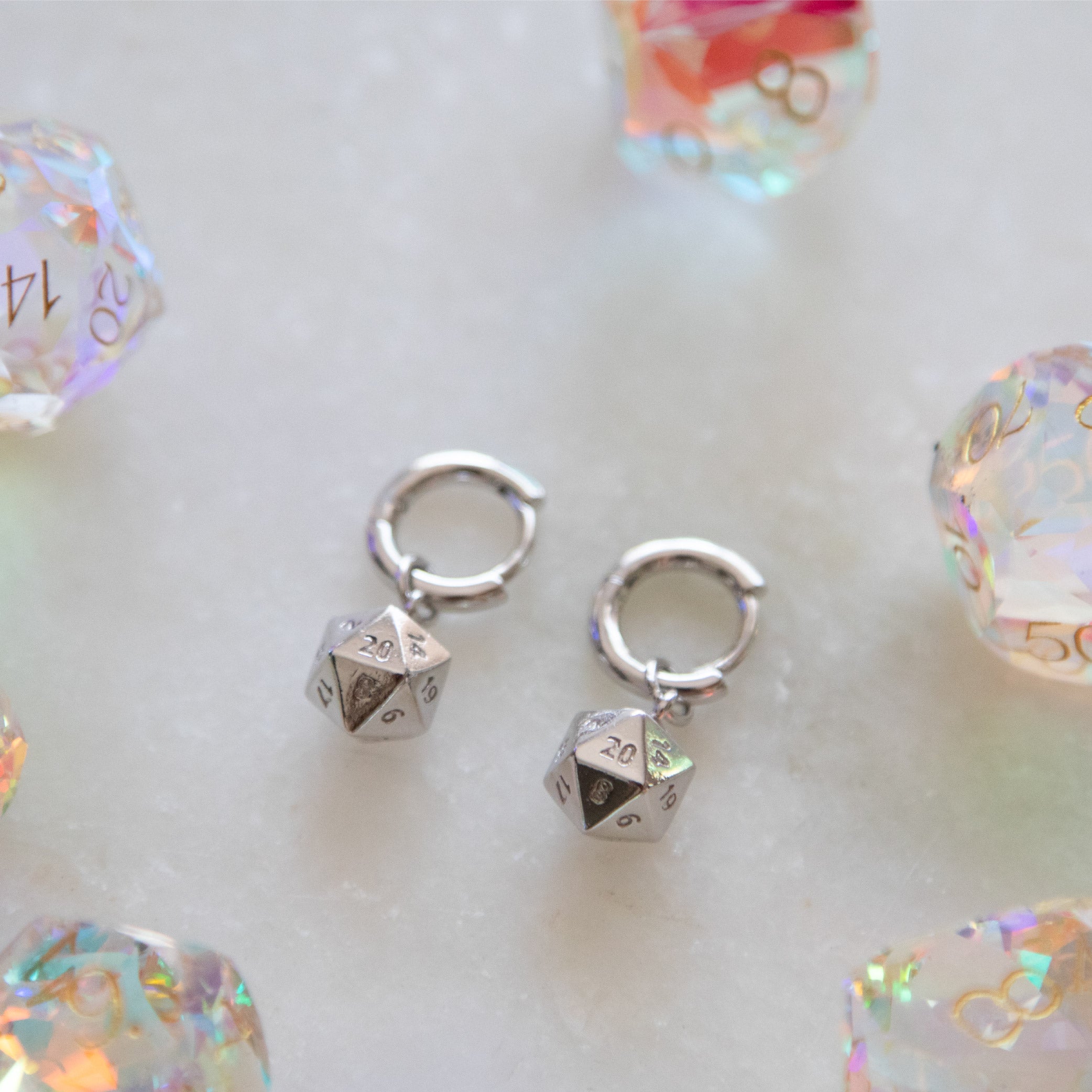 Dainty D20 Dangles • Silver