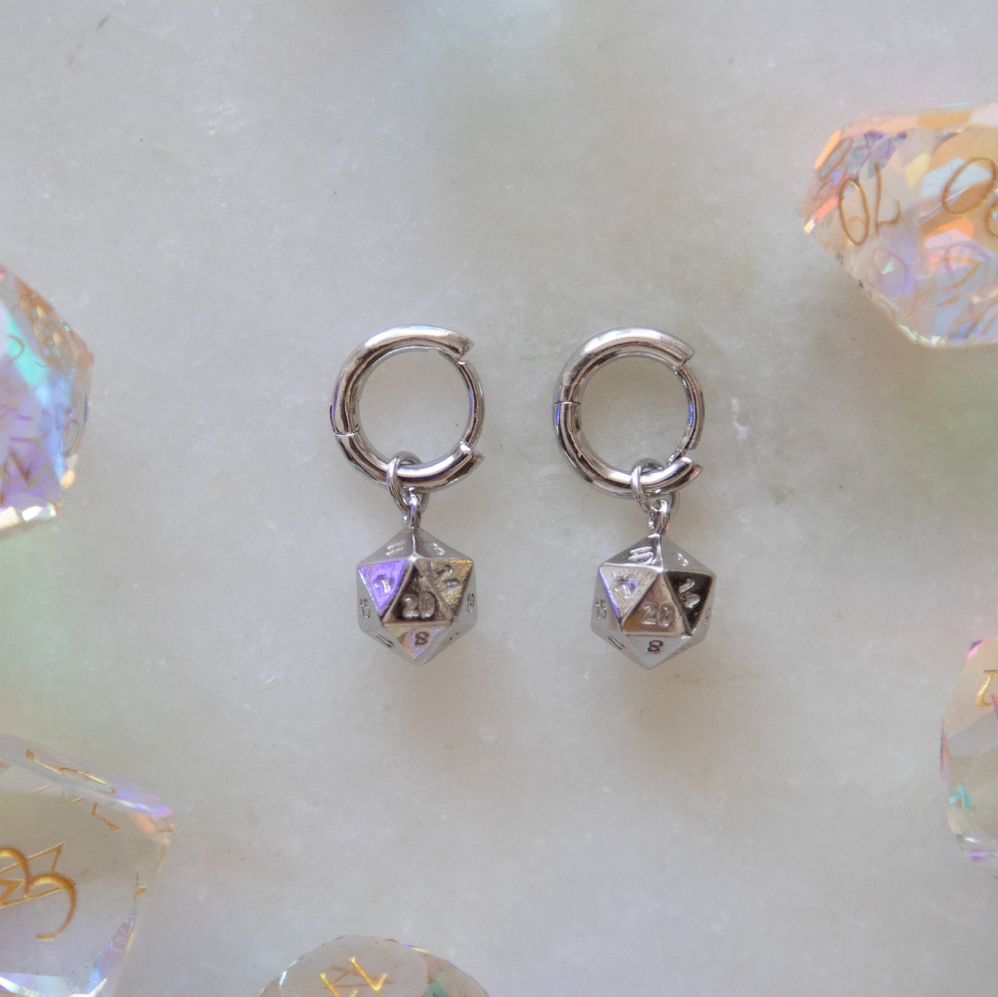 Dainty D20 Dangles • Silver